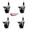 Service Caster 3.5'' Phenolic Swivel 1-1/8'' Expanding Stem Caster Set with Brake, 4PK SCC-EX20S3514-PHS-PLB-118-4 - alternate 2